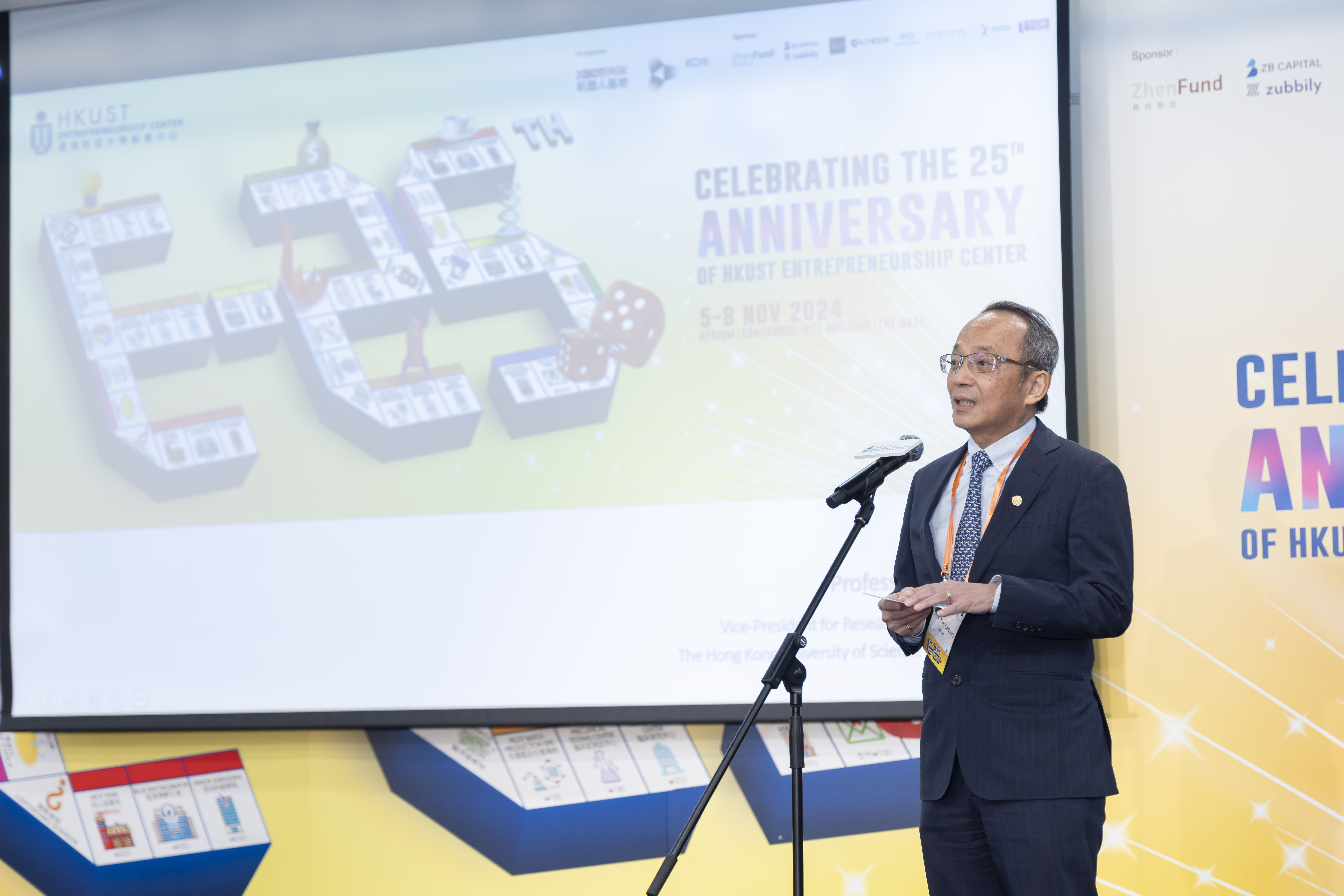 In the welcoming speech, Prof. Tim CHENG, Vice-President for Research and Development at HKUST, said the Entrepreneurship Carnival not only serves as an excellent platform to showcase the University’s fruitful achievements in promoting entrepreneurship over the past 25 years, but also underscores our efforts in fostering diverse entrepreneurship and knowledge transfer.