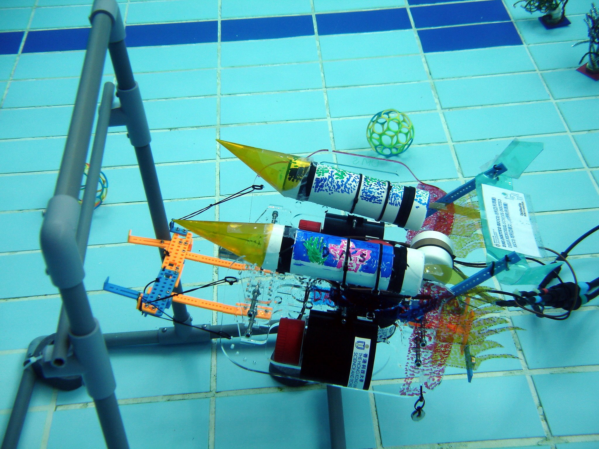  A student-made robot is scoring the goal.