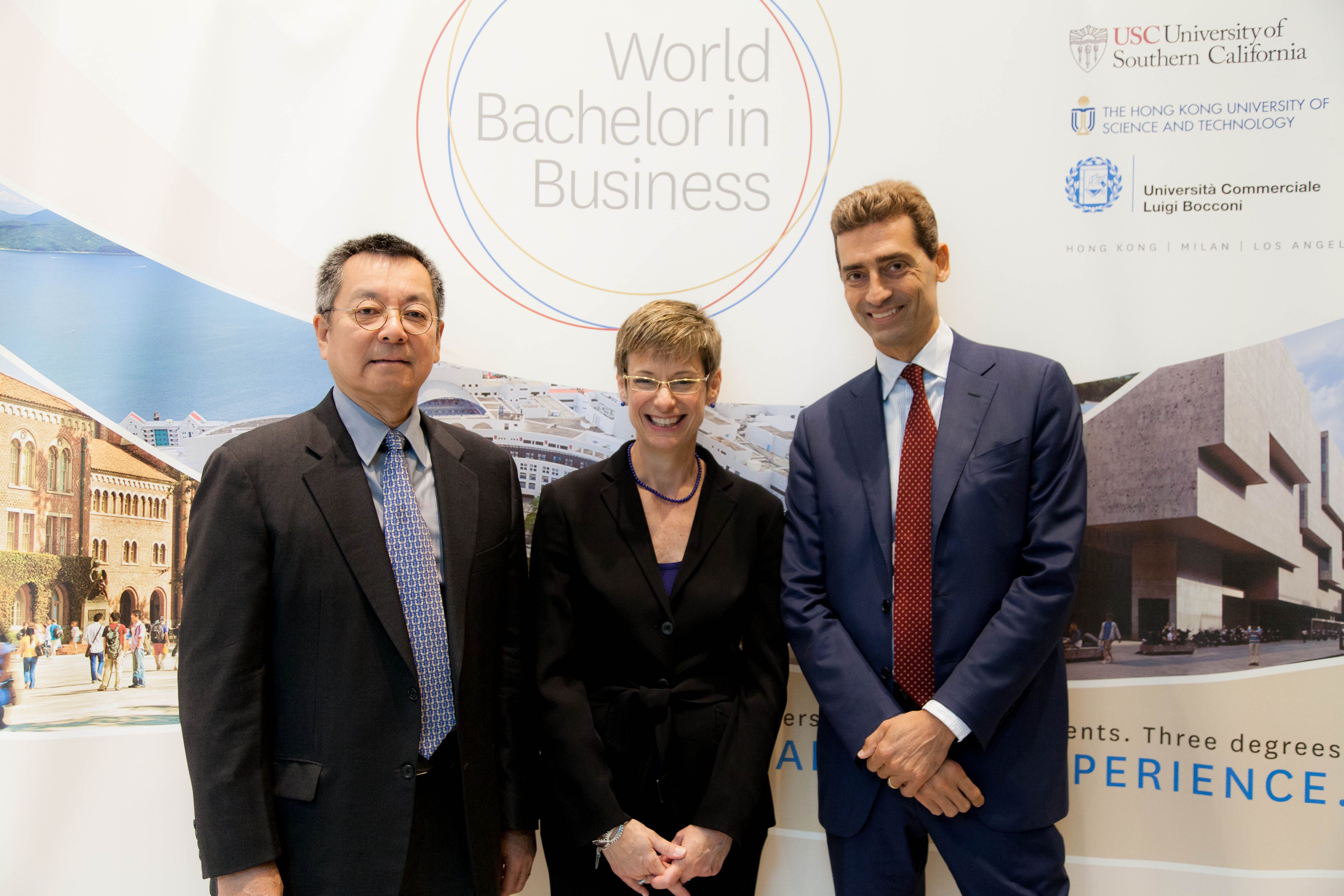 左 起 ﹕ 科 大 翁 以 登 博 士 、 南 加 州 大 学 Elizabeth Garrett 教 授 、 博 科 尼 大 学 Andrea Sironi 教 授 。	