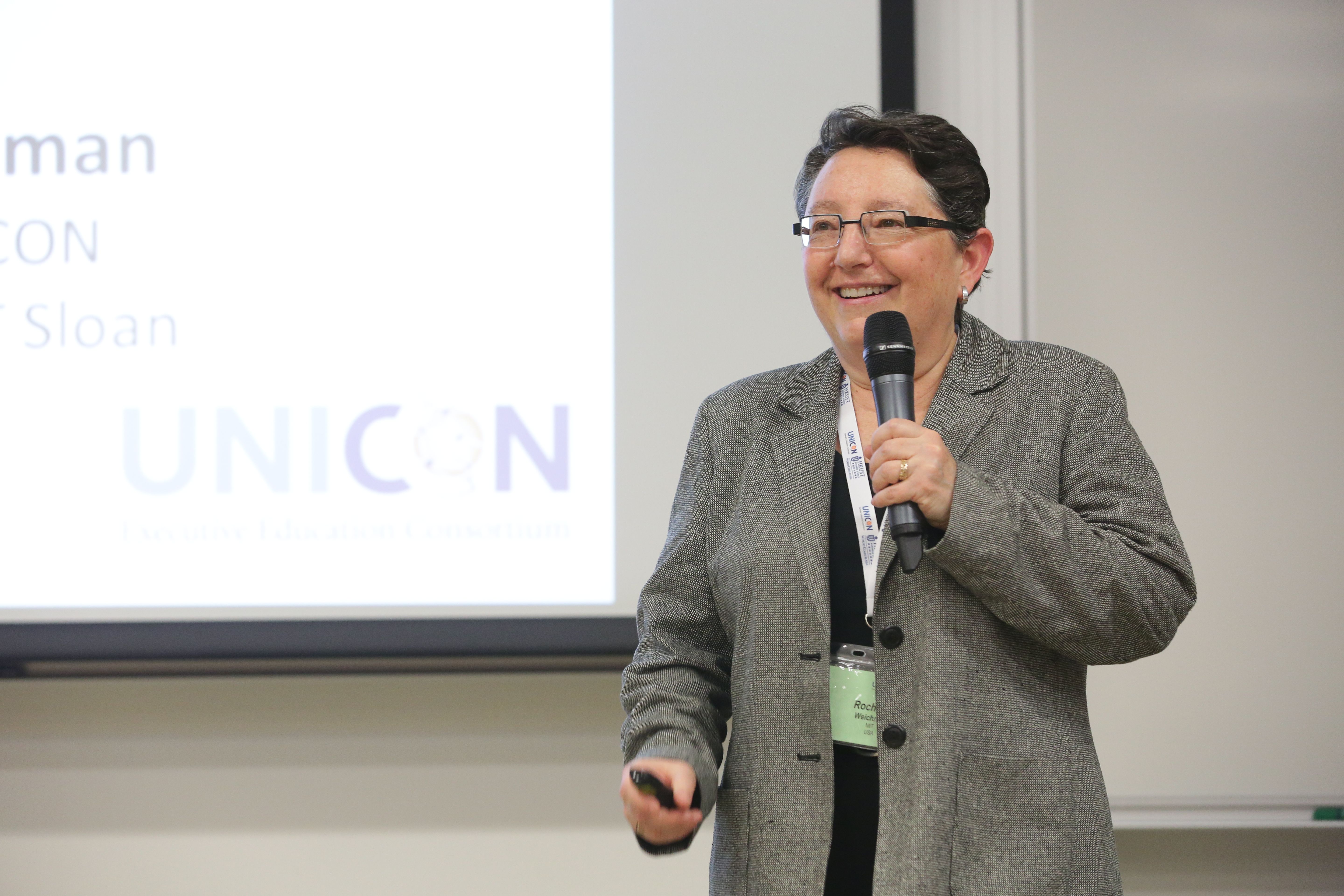  UNICON Board Chair Ms Rochelle Weichman makes an opening remarks to kick off the 2014 UNICON Directors' Conference.