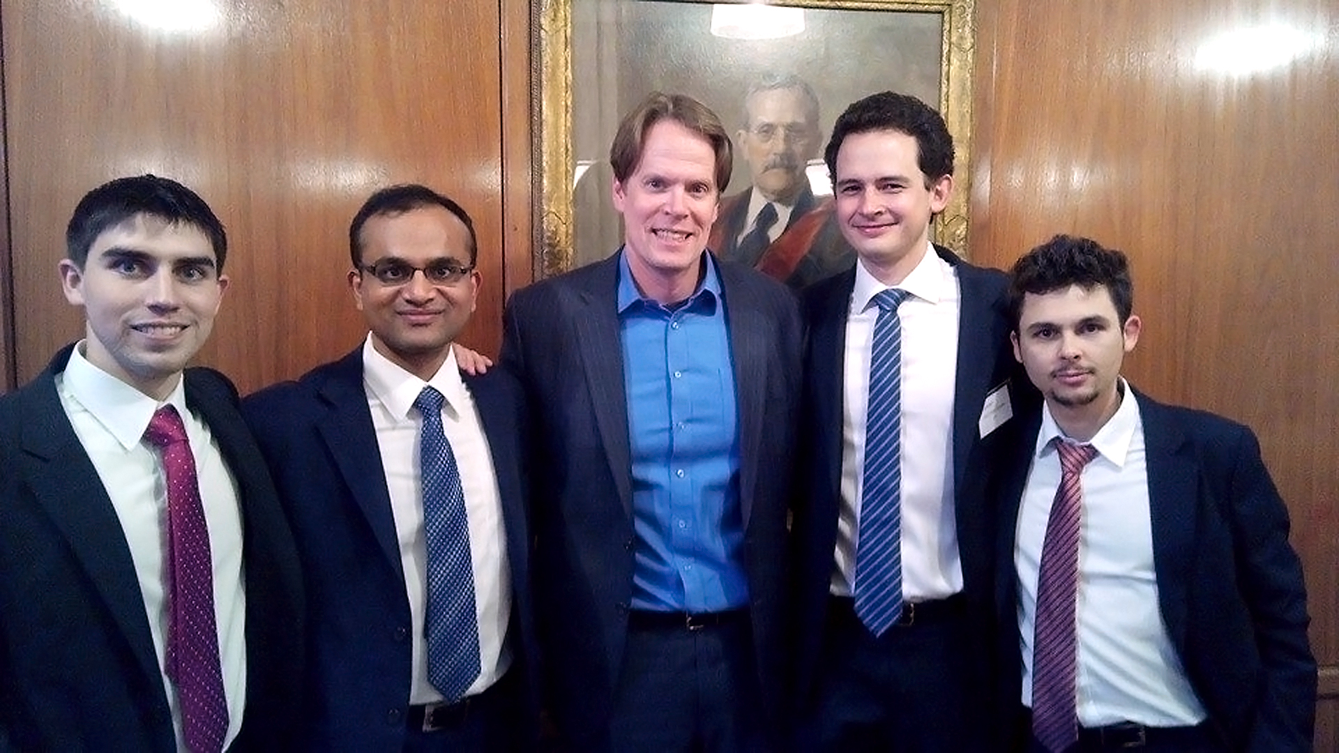  The team from Hong Kong and HKUST for the first time was invited to Columbia's Global MBA Competition (from left: Mark Rossettie, Nitin Jain, Prof Stephen Nason - team advisor, Lluis Pons and Ted Milonas).