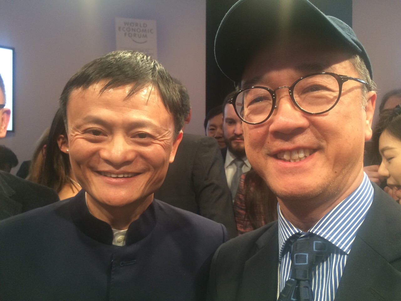  (From left) Dr Jack Yun Ma and Prof Tony F Chan attend the World Economic Forum.