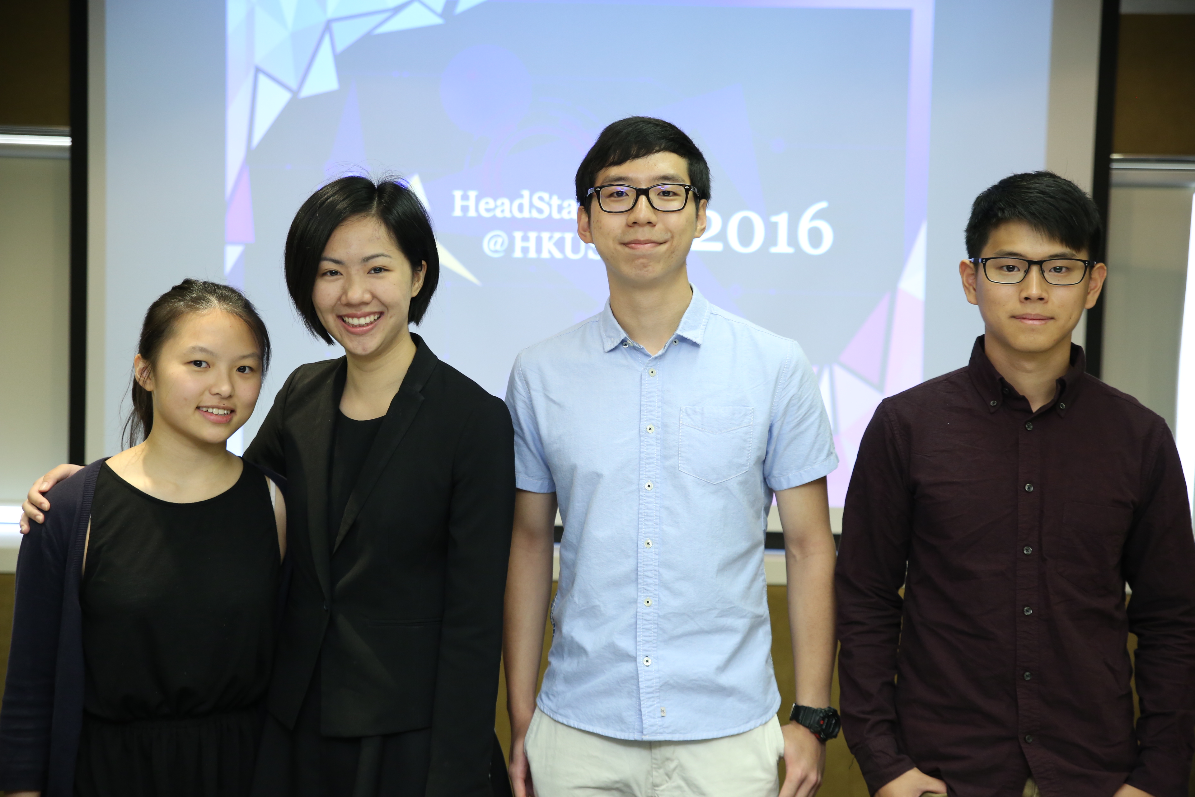  (From left) Rachel Wong Man-yi, Beatrice Chan Nga-Lam, Kevin Cao Xin-Ming and Jeff Hu Yao-chieh are four of the Student Fellows who participated in the inaugural HeadStart@HKUST Program