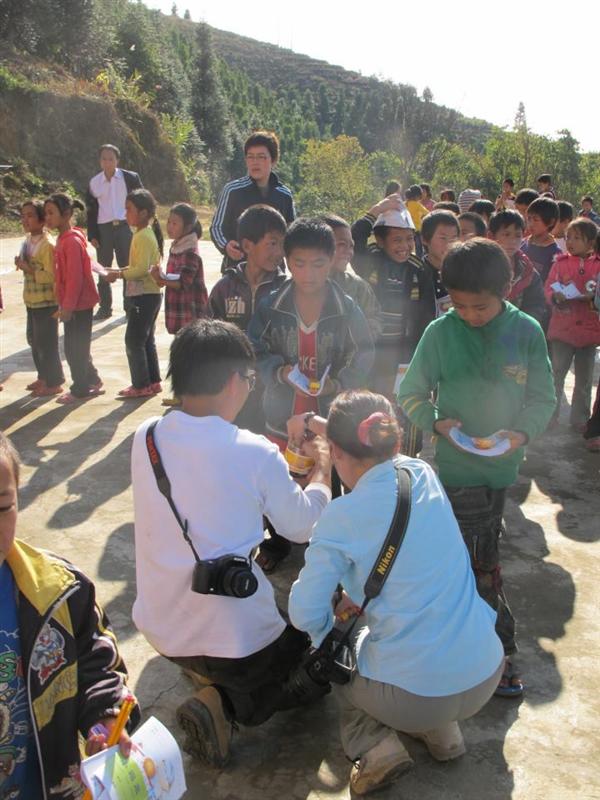  We delivered candies,stationaries,etc. to them