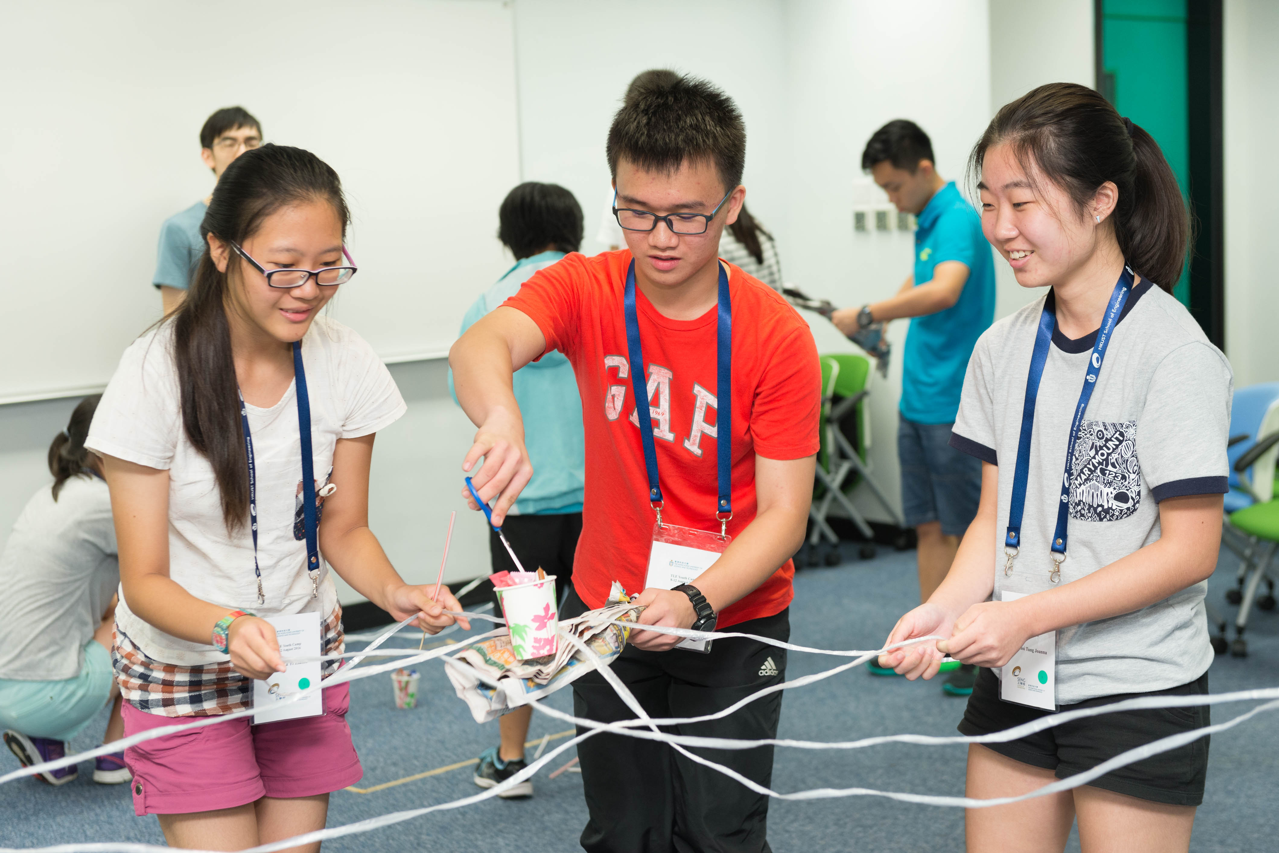  Students engaged in ice-breaking activities on the first day of the camp.