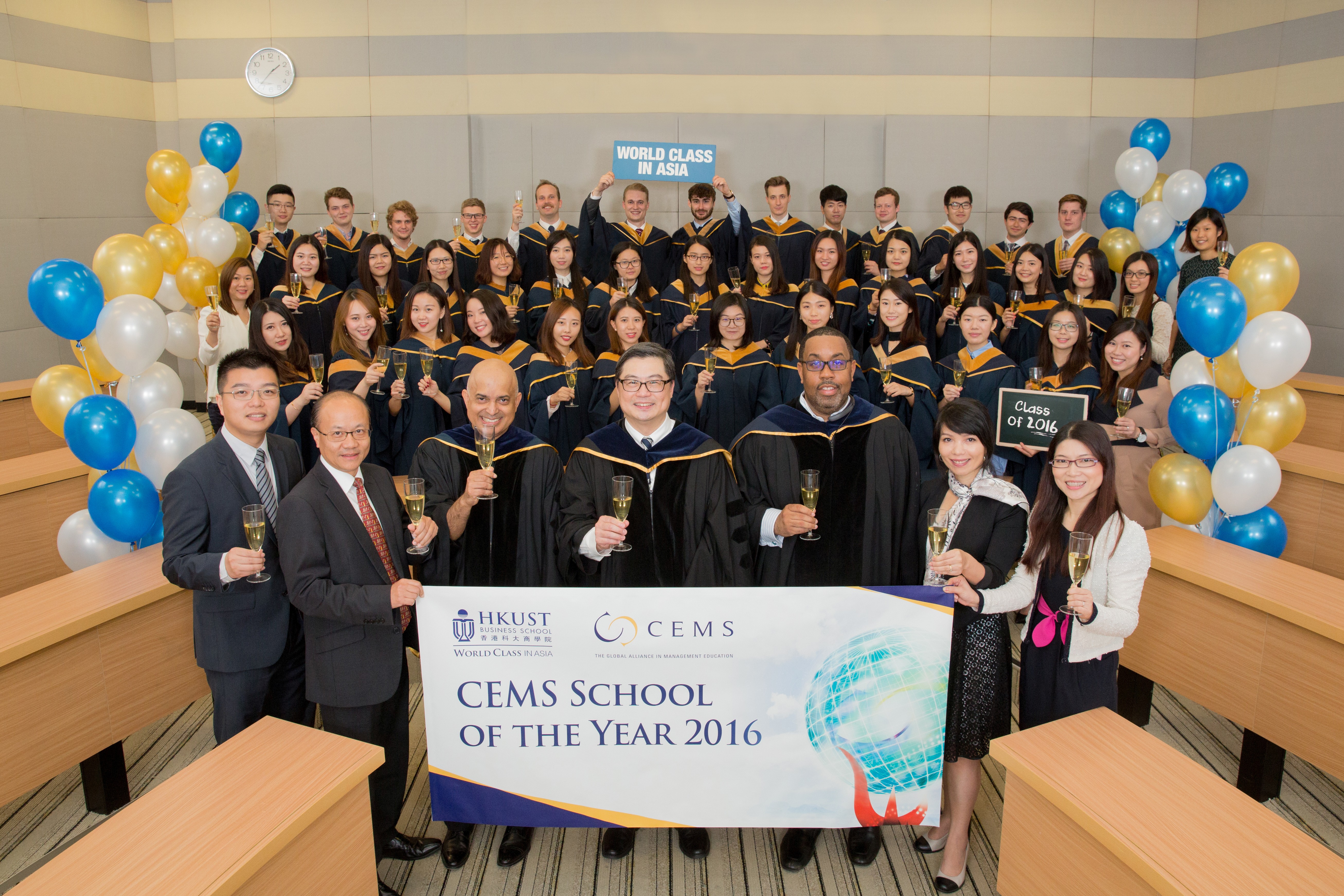  (From left) Assistant Director of MBA/MSc Career &amp; Professional Development Mr Raymond Xiao, Executive Director (School Administration) Mr Chris Tsang, Prof of Business Practice Milind Rao, Dean Prof Kar Yan Tam, Associate Dean (MBA &amp; MSc Programs) &amp; Director of MBA Programs Mr Sean Ferguson, Academic Director of MSc in International Management Professor Bilian Sullivan, and Assistant Director of MSc Programs Ms Catherine Lo