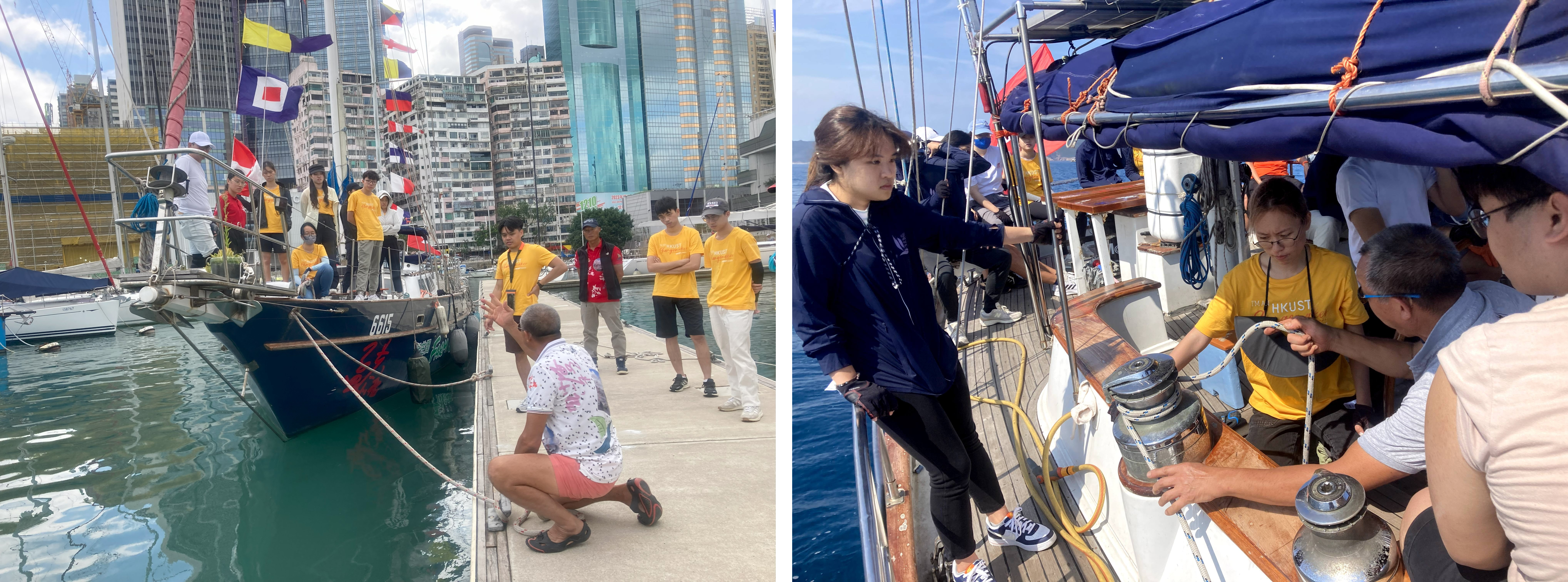 The HKUST Sail and Shine Program features four sessions of yacht training for students to experience sailing, knotting, berthing, and more.