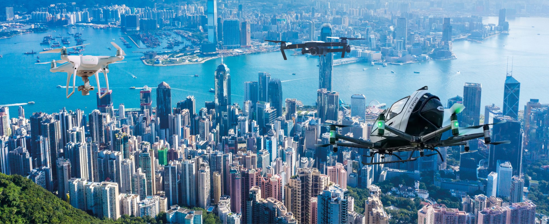 Concept image for a low-altitude economy in Hong Kong.
