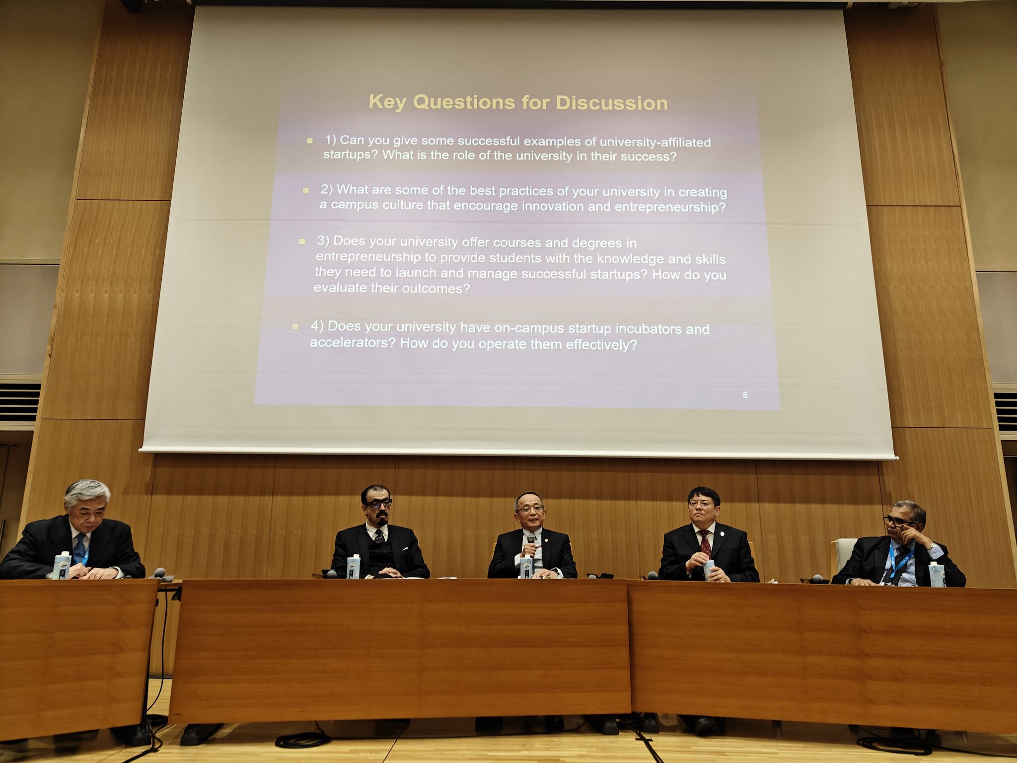 Prof. Tim CHENG (center) shares his insights on the panel "From Campus to Startup: How Universities Drive Innovation and Entrepreneurship" alongside esteemed panellists from Indian Institute of Technology, Bombay, King Saud University, and Peking University.