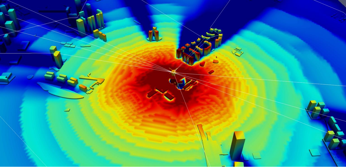 The team’s eVTOL noise simulator maps intricate flow and noise fields, analyzing how sound propagates through urban environments. The team is developing noise and wind informed flight route planning software to reduce noise impact and ensure safe flight in low altitude airspace.