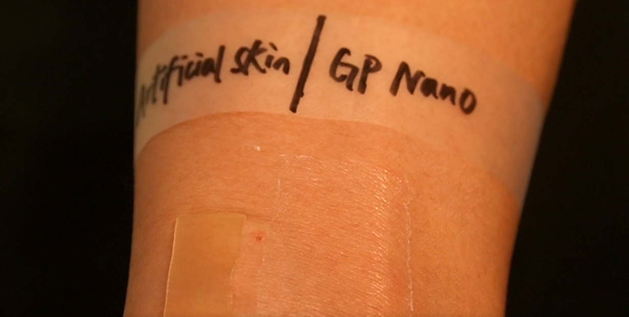 The nanofilm (right) is much more conforming than the wound dressings in market