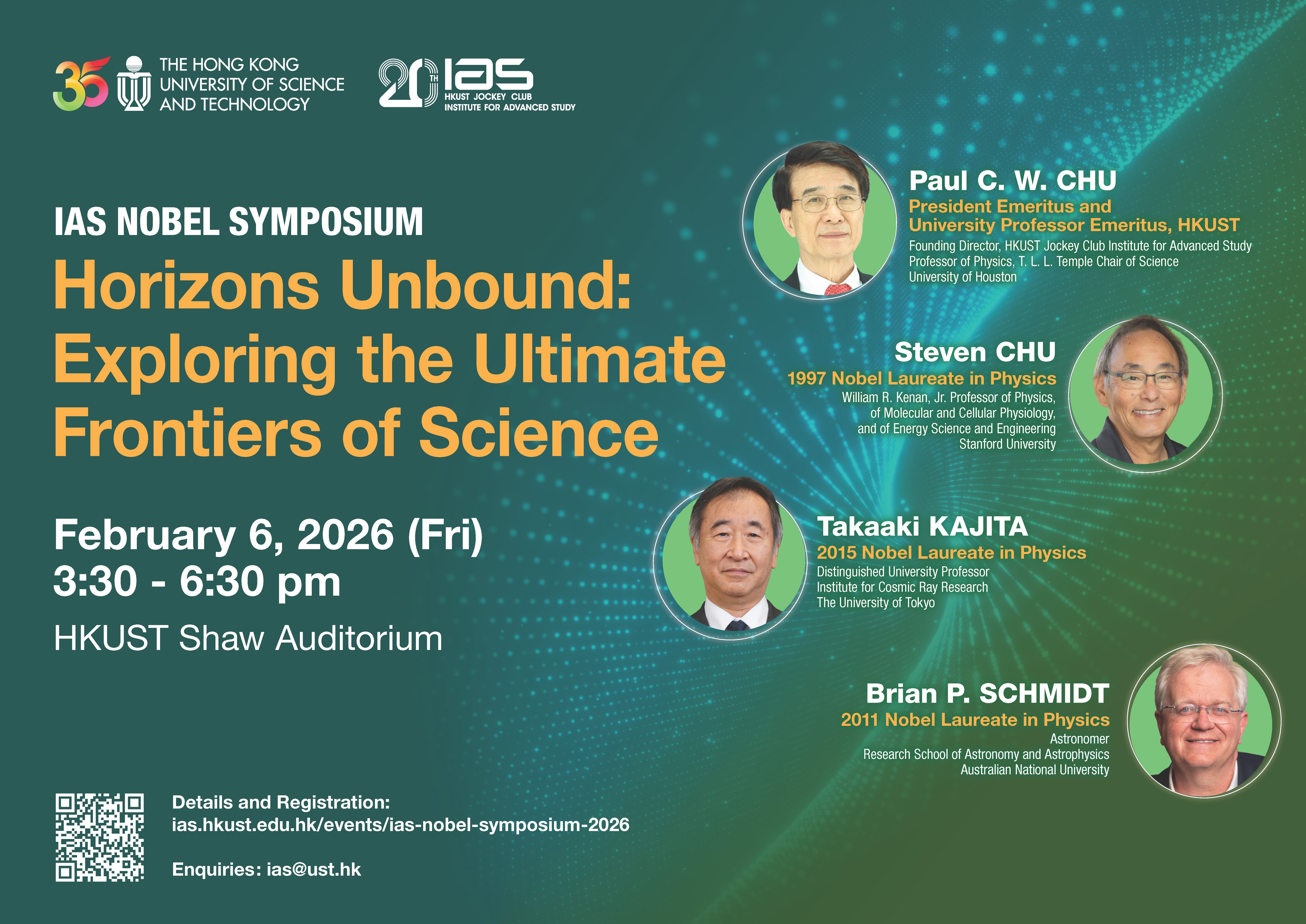 HKUST Jockey Club Institute for Advanced Study will host a Nobel Symposium on February 6, 2026. The event is open for registration to HKUST members and the wider community.