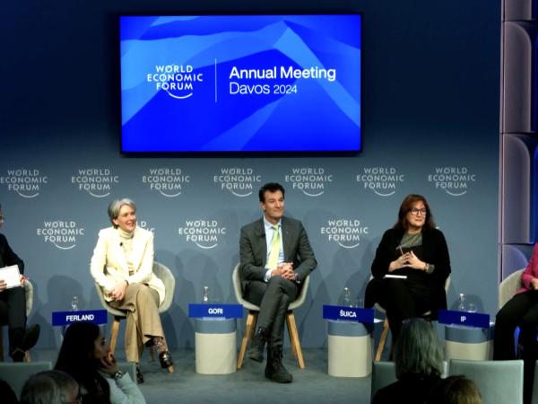 World Economic Forum. Sitting from left to right: ferland, gori, suica, and ip