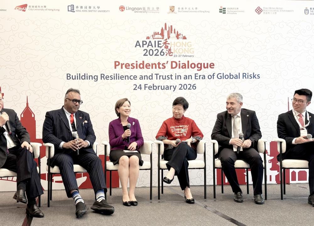 Prof. Nancy IP, President of HKUST joined the APAIE 2026 Presidents’ Dialogue, engaging with over 70 global university leaders—on the theme “Partnerships for the Global Good: Navigating Challenges, Excelling Innovation, and Building Trust”.