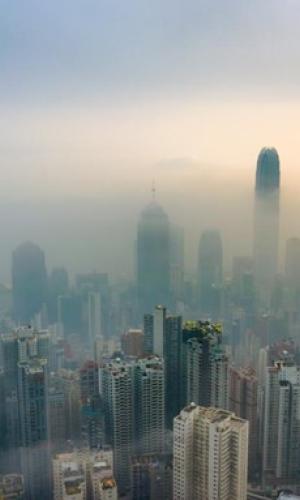 City in smog photo