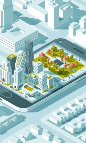 3D city in a phone image